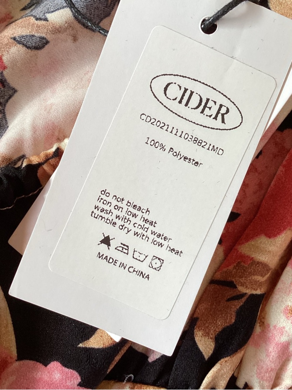 Cider Black Mini Dress with Pink Floral Print - NWT! - Size M - Picture 7 of 9